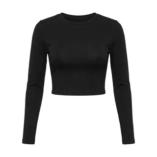 Black long-sleeve crop top